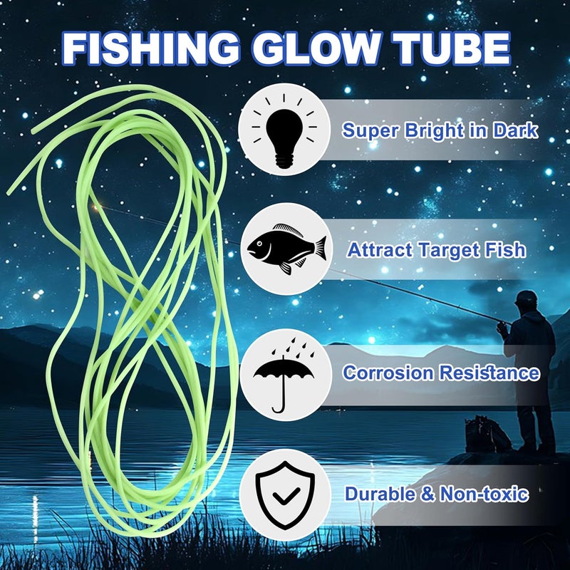 Shaddock Fishing 16.4ft Fishing Glow Tube, Green Luminous Deep Sea Soft Plastic Tube Gear for Night Fishing Deep Drop Rig - Image 2